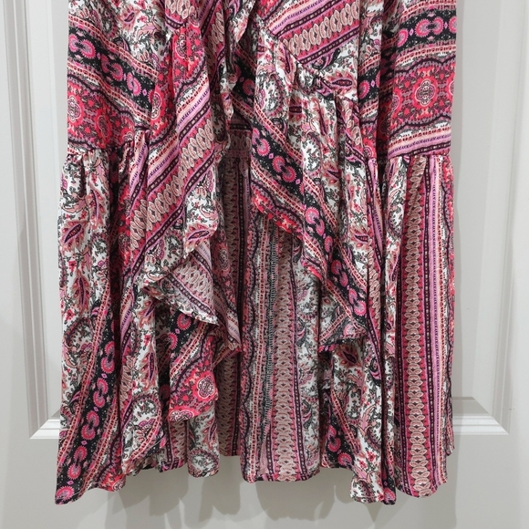 LE SALTY LABEL Bohemian Red Maxi Wrap Beach Cover Vacation Dress, Cover Up, L - Picture 6 of 14